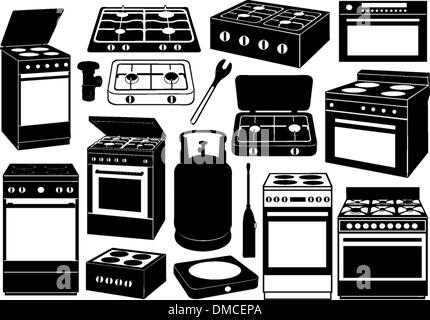 Stove set Stock Vector