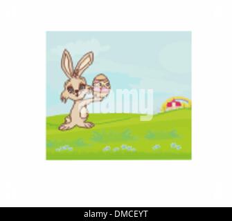 Bunny Carrying Easter Egg Cartoon Colored Clipart Stock Vector Image ...