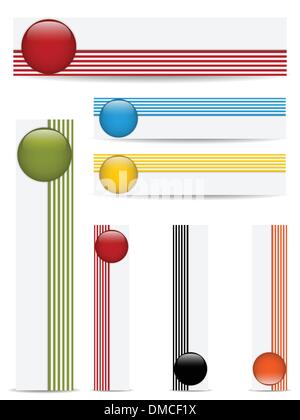 Glossy web buttons with colored bars. Stock Vector