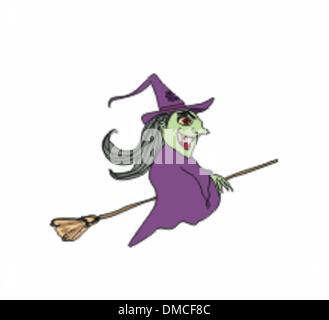 Witch flying on a broom Stock Vector