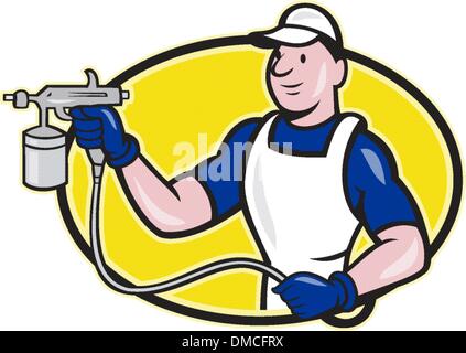 Spray Painter Paint Gun Spraying Circle Retro Stock Vector Image & Art ...
