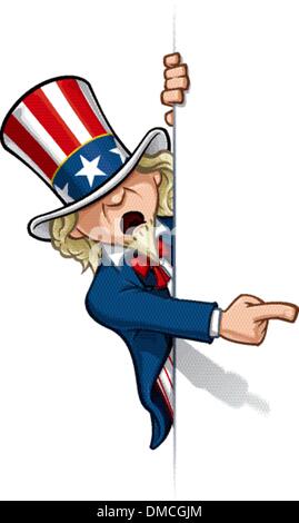 Uncle Sam Pointing at a Banner Stock Vector