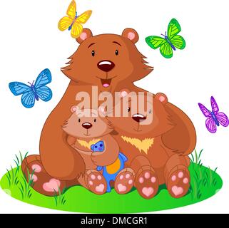 Cute cartoon brown bear cubs drawing set. Simple vector clip art ...