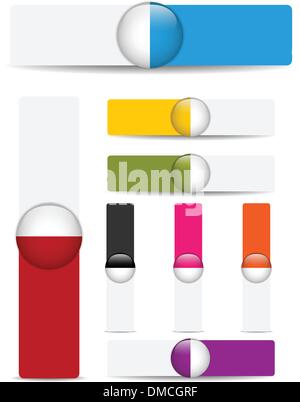 Glossy web banners with colored bars. Stock Vector