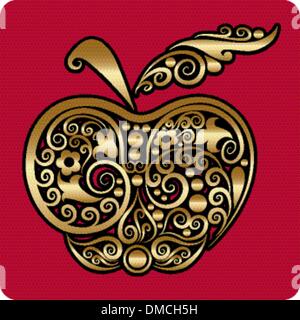 Golden apple ornament Stock Vector