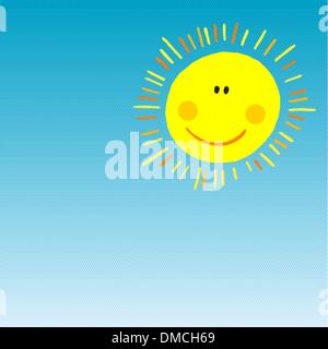abstract smiling sun on blue sky Stock Vector