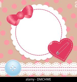 Birthday card with heart,lace and bow. Contains a gradient mesh. Stock Vector