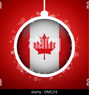 Merry Christmas Red Ball with Flag Canada Stock Vector