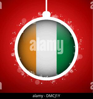 Merry Christmas Red Ball with Flag Ireland Stock Vector