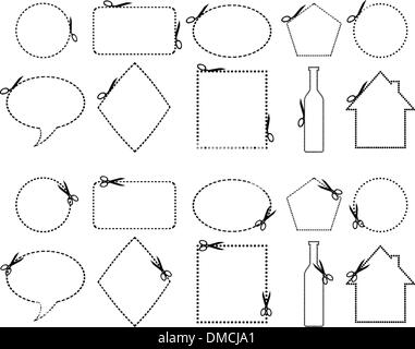 Scissors cutting different shapes Stock Vector