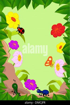 family of insects on garden Stock Vector