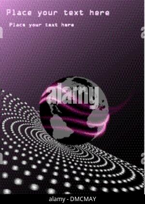 Purple abstract business background with earth Stock Vector