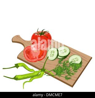 Vegetables on cutting board Stock Vector