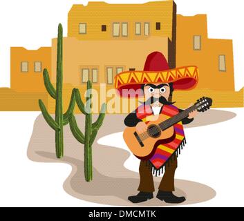 Mexican with Guitar Stock Vector