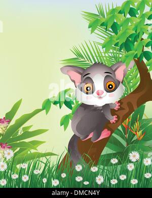 Galago on tree Stock Vector