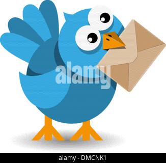 blue bird with a paper envelope Stock Vector