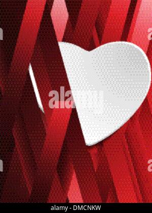 Hidden White Heart on Geometric Red Background Stock Vector