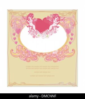 happy valentines day card with cupids Stock Vector