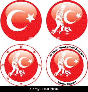 illustration of flag of turkey Stock Vector