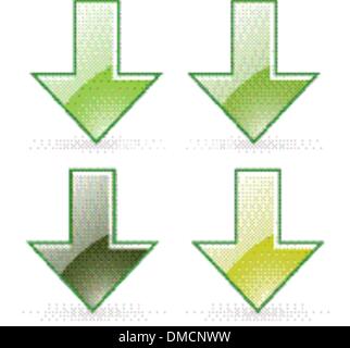 Vector - arrow download green button icon Stock Vector