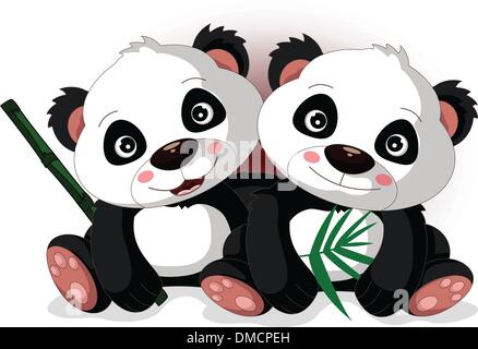 cute cartoon panda's brother Stock Vector