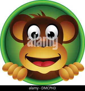 cute monkey head cartoon Stock Vector