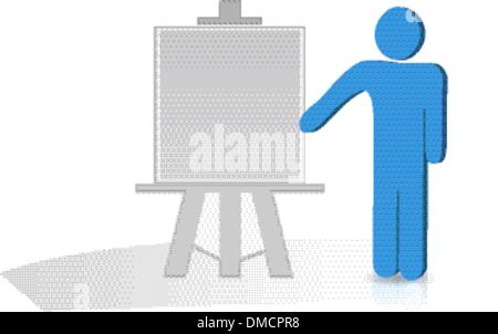 Man hand holding a pointing stick to an empty board Stock Vector