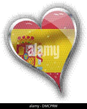 national flag of spain in heart shape with additional details Stock Vector