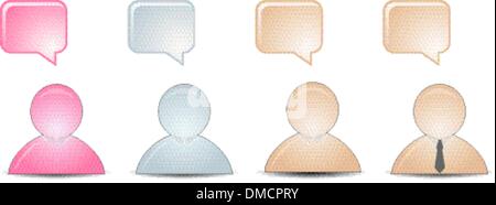 talking buddies in skin color, pink, blue Stock Vector