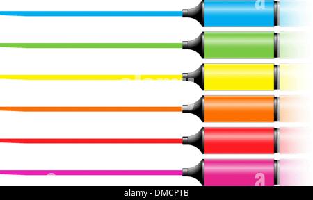 marker pens with a line in various colors Stock Vector