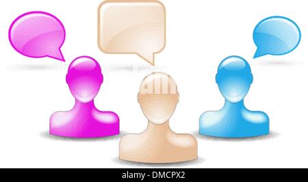 talking buddies in skin color, pink, blue Stock Vector