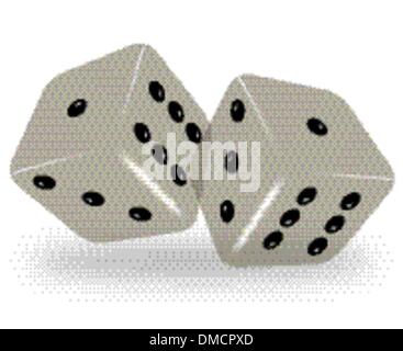 Vector dices on white background with meshes Stock Vector