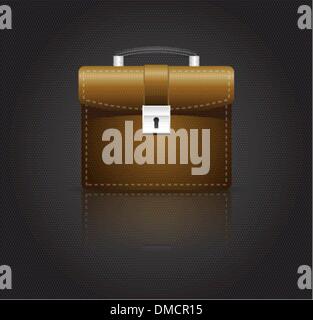 brown colored brief case isolated and with a reflection undernea Stock Vector