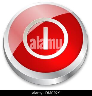 3d On/Off button on red Stock Vector