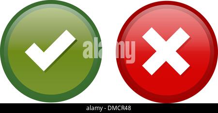 Tick and Cross buttons Stock Vector