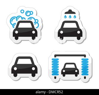 Car wash icons set - vector Stock Vector