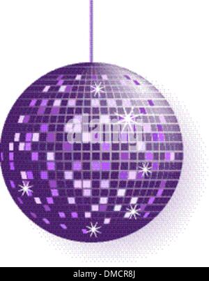 Disco ball in purple tones isolated on white Stock Vector