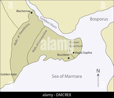 map of Ancient Byzantium Stock Vector