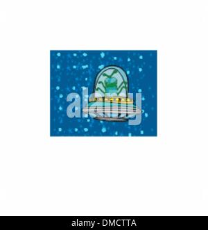Extraterrestrial in a flying saucer Stock Vector