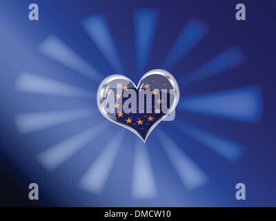 flag of European Union in heart shape Stock Vector