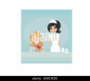 Doctor giving girl checkup Stock Vector