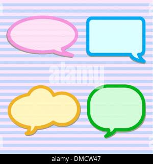 Thought Bubbles on Pink and Blue Striped Pattern Stock Vector