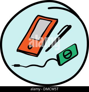 The Digital Gadget on Round Blue Background Stock Vector