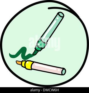 Two Marking Pen on Round Green Background Stock Vector