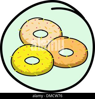 A Donut Assortment on Round Green Background Stock Vector