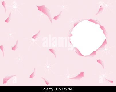 A Circle Torn Paper on Pink Background Stock Vector