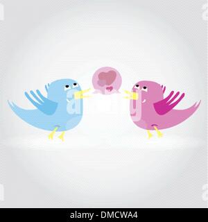 Birds love each other. A vector illustration Stock Vector