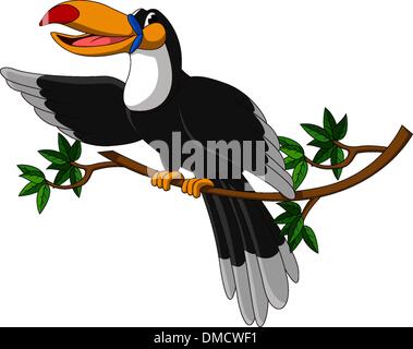 cute toucan sitting on tree Stock Vector