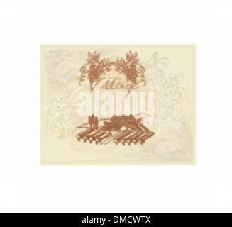 wine label - hand drawn vineyard Stock Vector