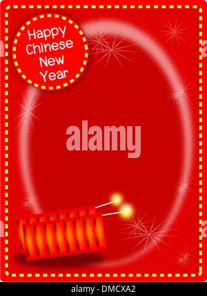 Two Firecrackers on Chinese New Year Background Stock Vector